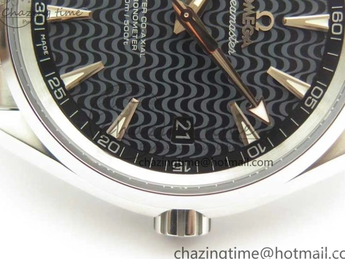 0224 FlexibleFit Aqua Terra 150M SS VSF 1:1 Best Edition Black Wave Textured Dial RG Hand on SS Bracelet A8500 Super Clone 8032